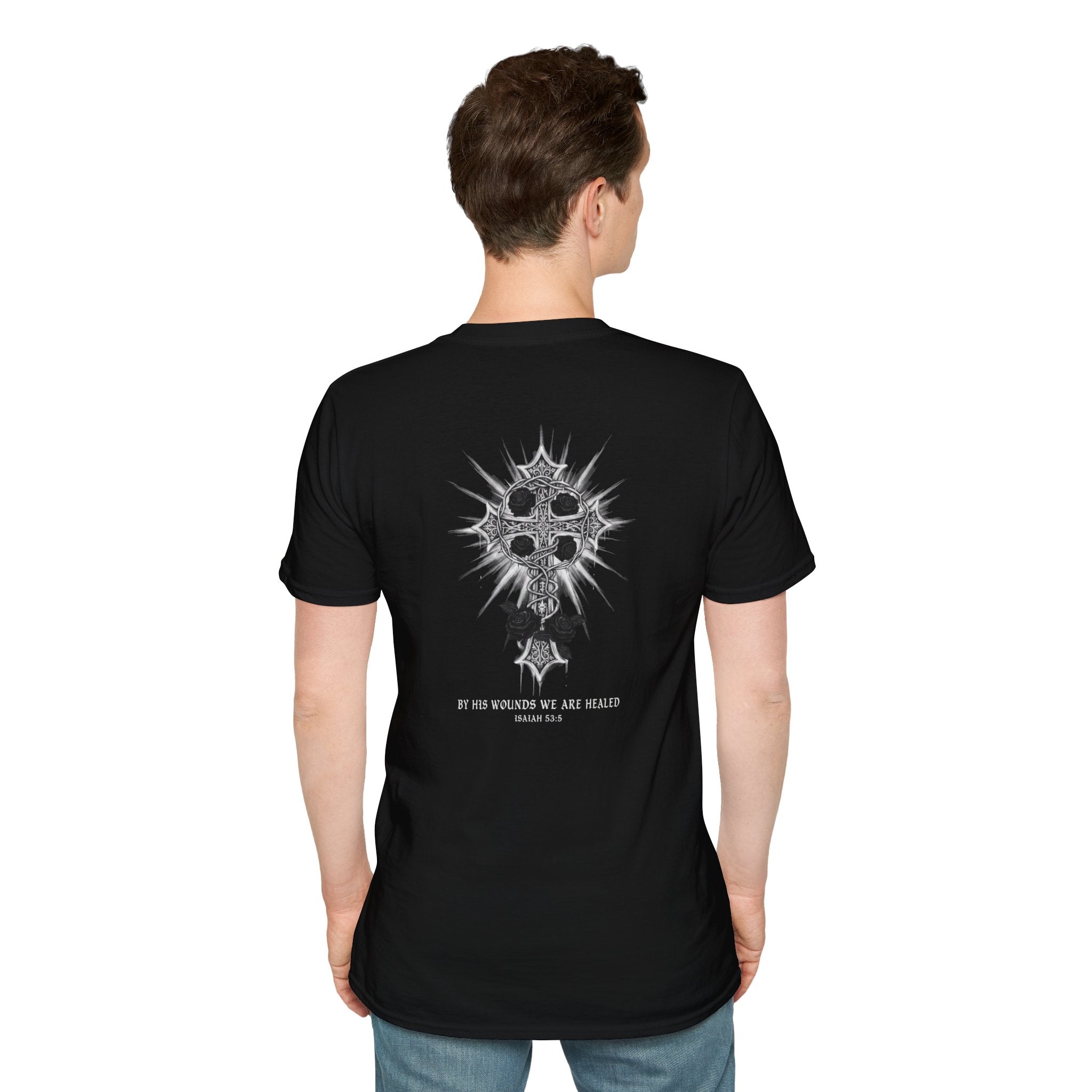 Novrain Gothic Rose Heart T-Shirt — Dripping Cross Band Tee