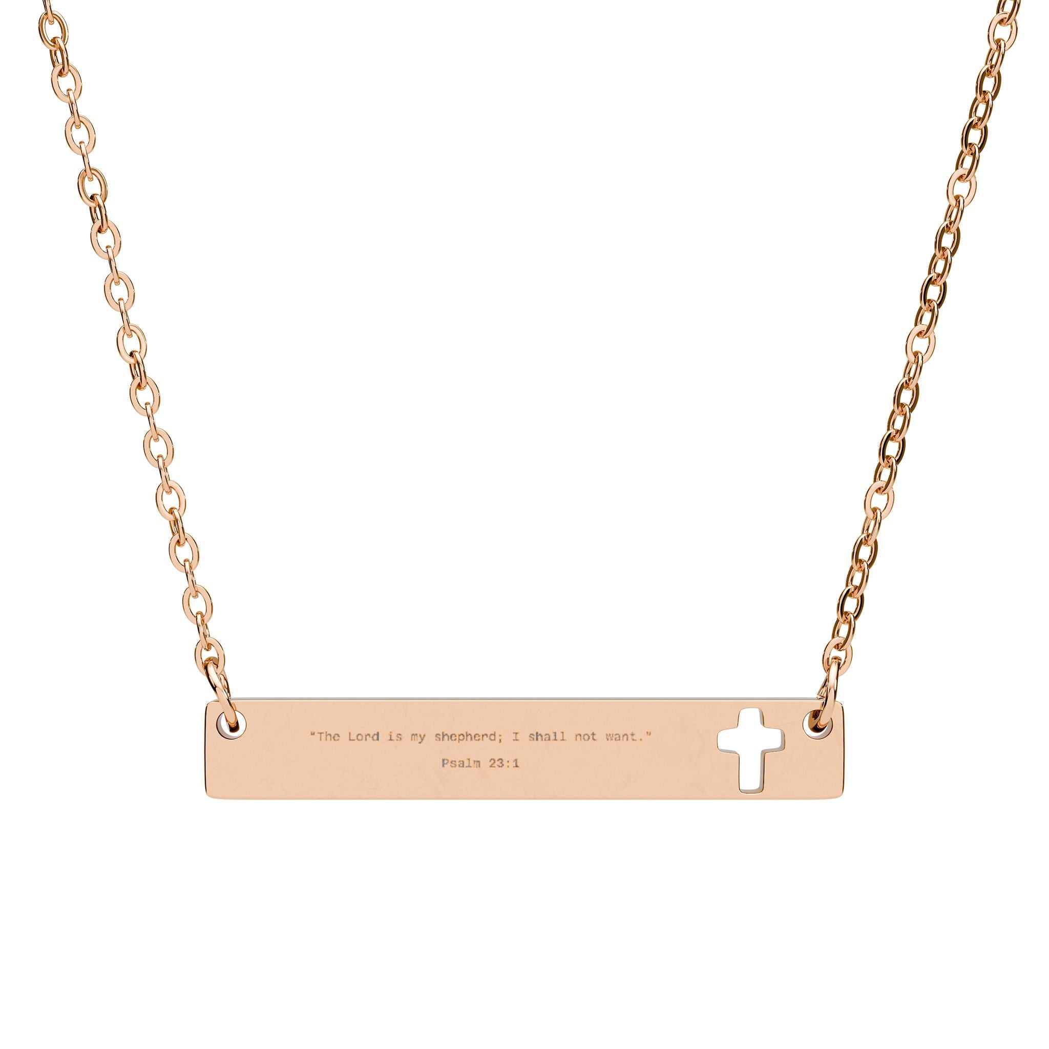 Cutout Cross Bar Necklace -- Psalm 23:1