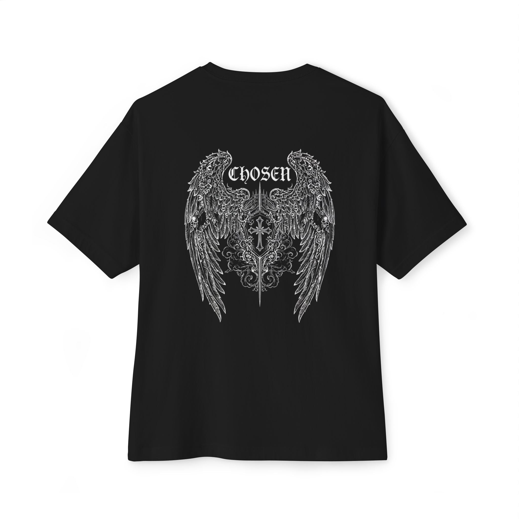 Chosen Wings Tee — Gothic Angel Wing Graphic Boxy Tee