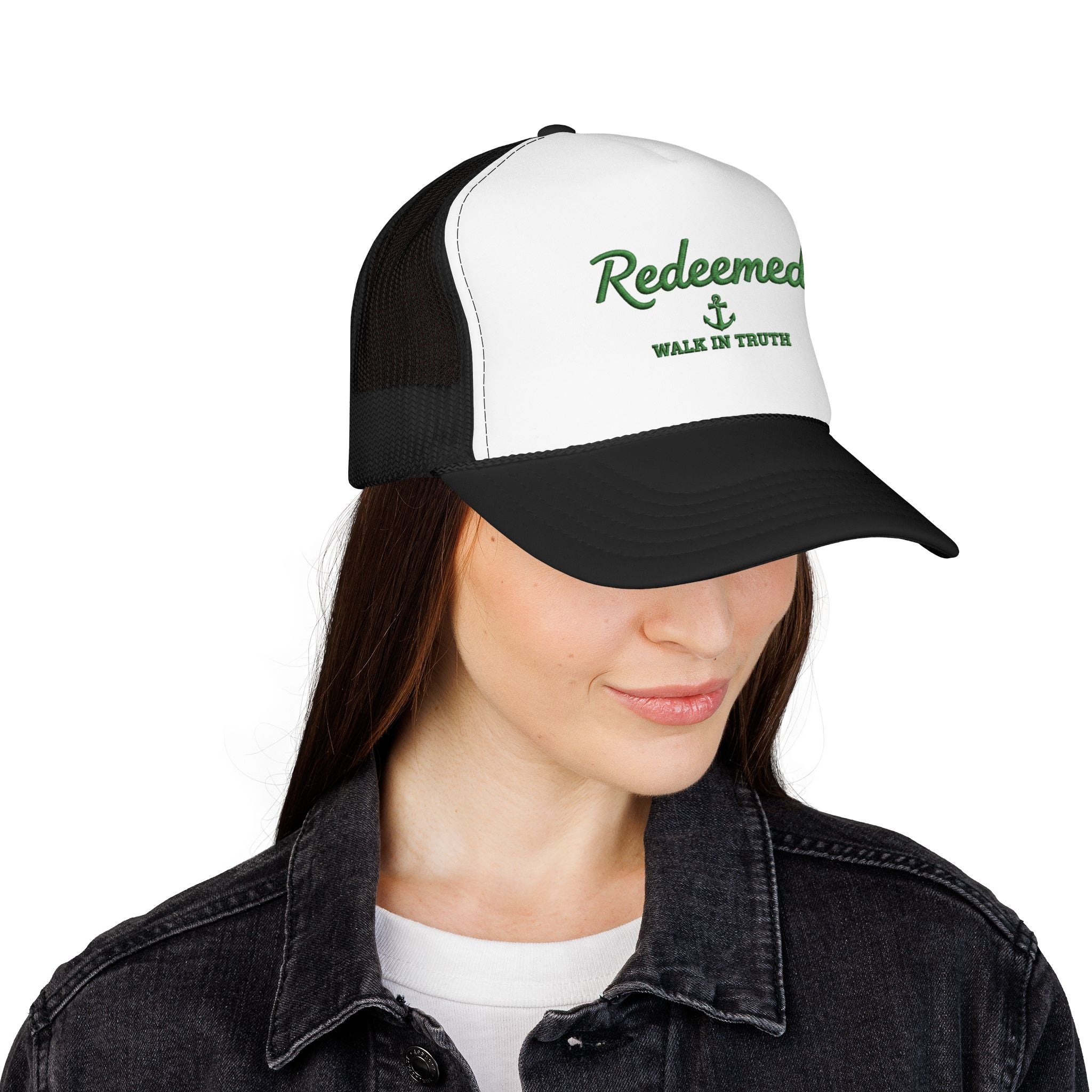 Redeemed Foam Trucker Hat – "Redeemed" Anchor Faith Cap