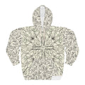 Botanical Line Art Hoodie — All-Over Print Nature Pullover