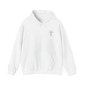 Embroidered Cross & Heart Hoodie — Minimal Faith-Inspired White Pullover
