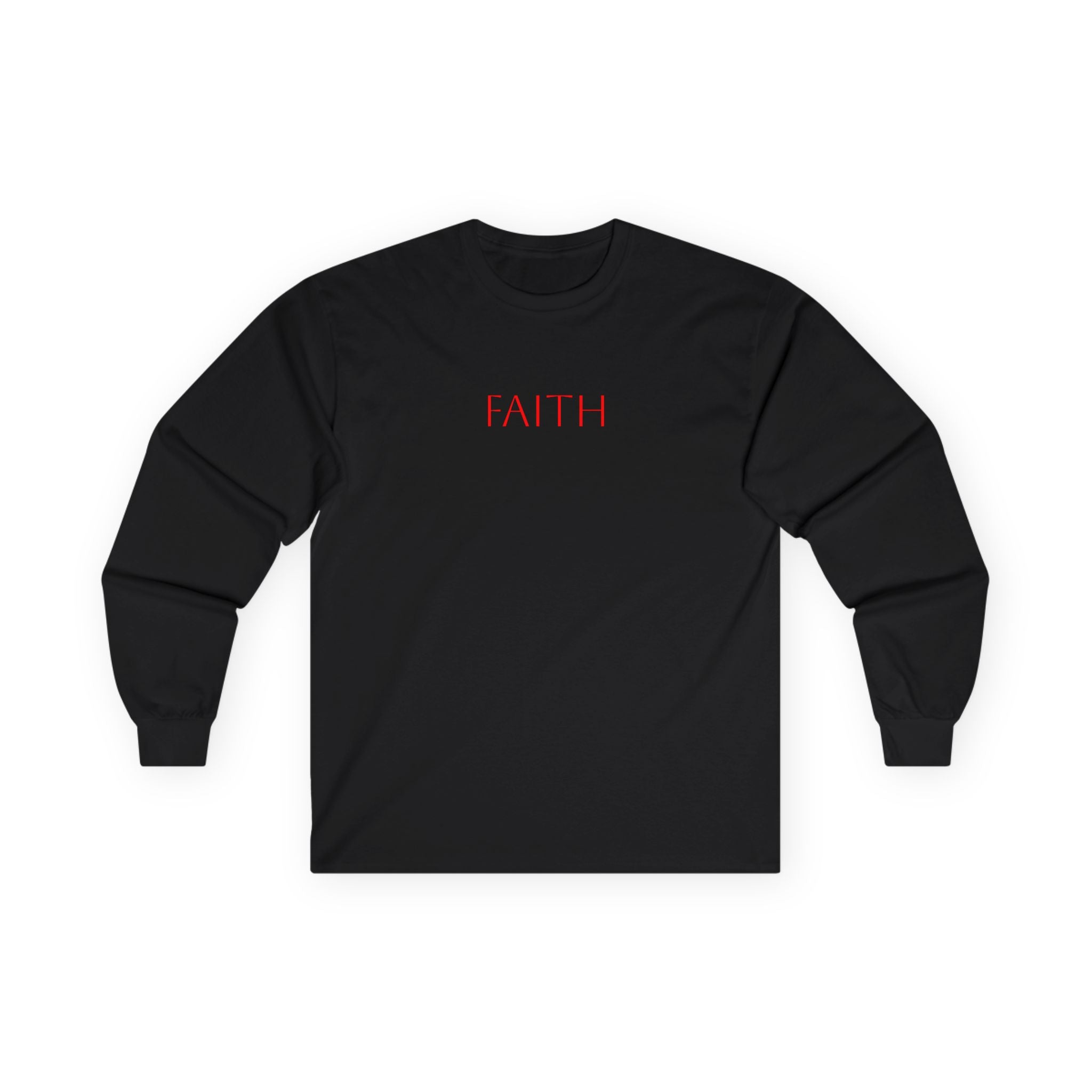 Faith Long Sleeve Tee — Minimalist Inspirational Christian Shirt
