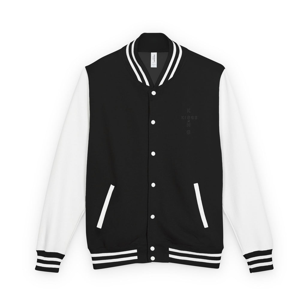King of Kings Letterman Jacket - Minimal Vertical Script Chest Design
