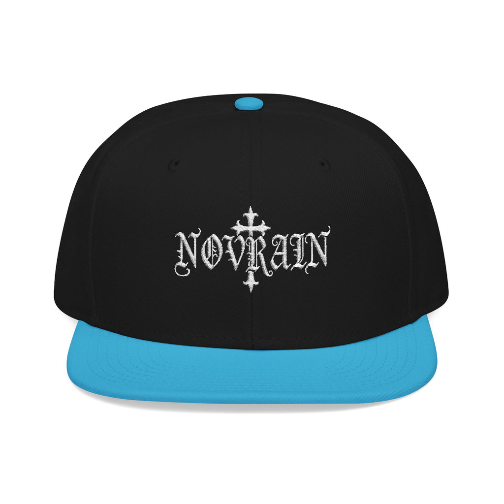 Embroidered 'Novrain' Gothic Cross Design Snapback Hat — Dark Streetwear Cap