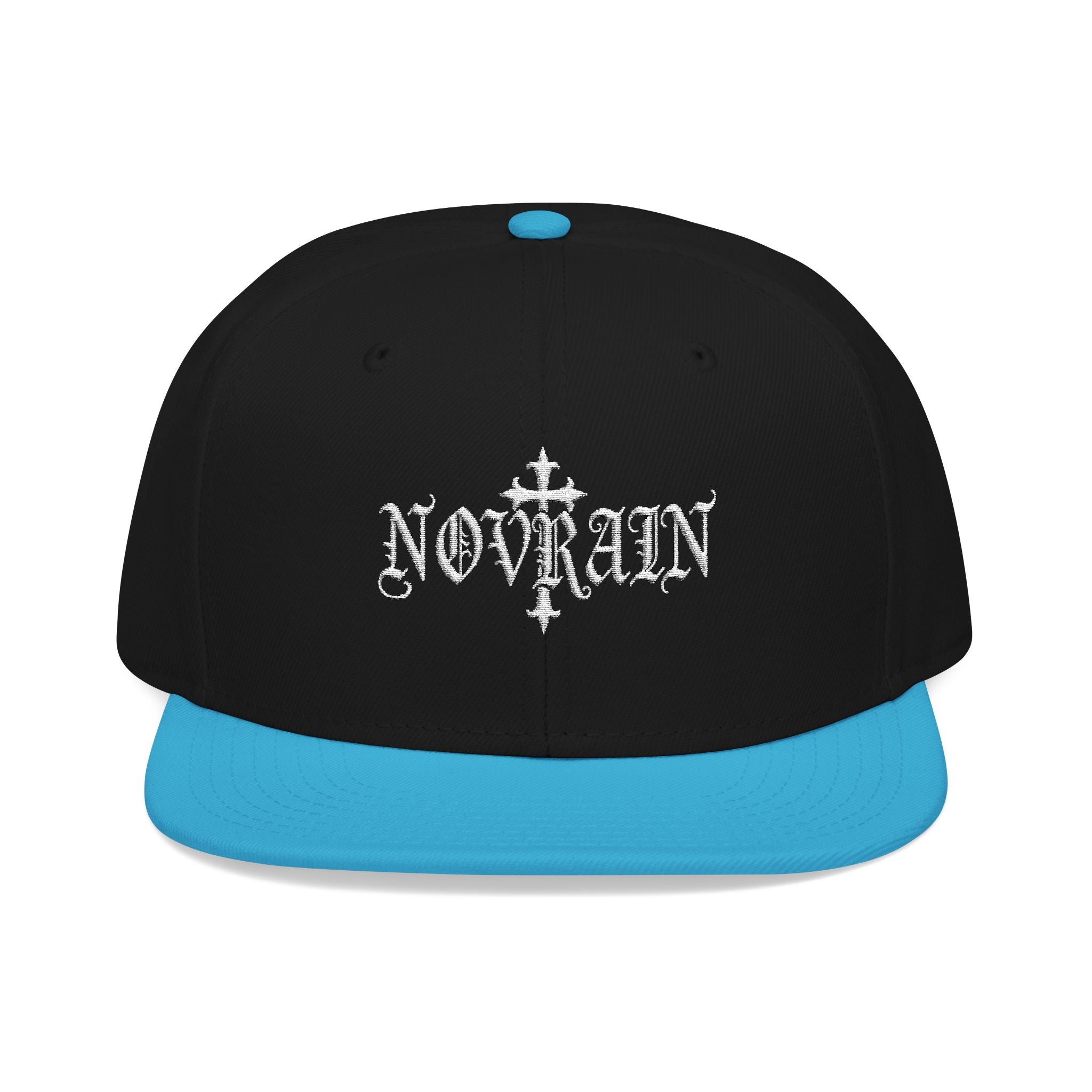Embroidered 'Novrain' Gothic Cross Design Snapback Hat — Dark Streetwear Cap