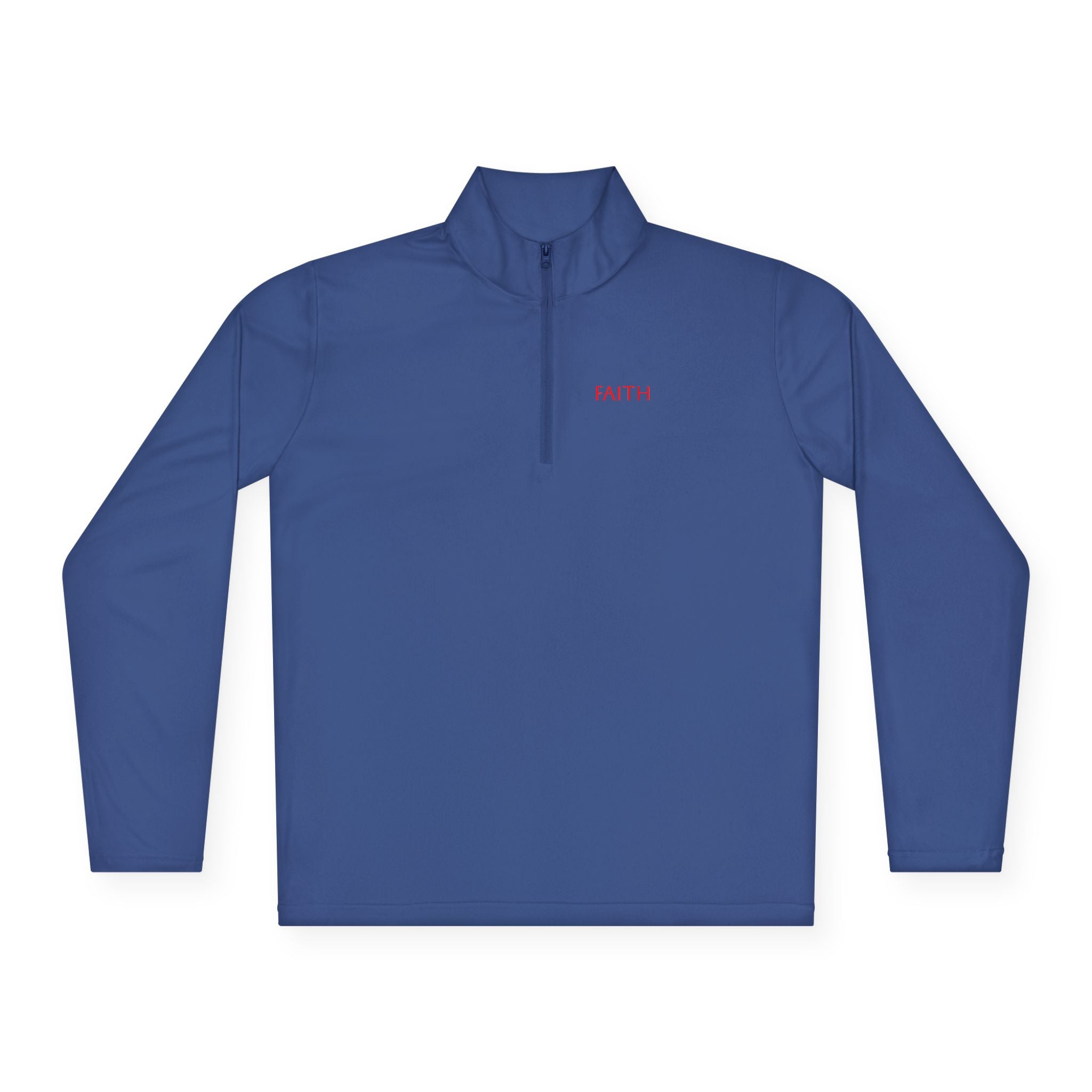 Quarter-Zip Pullover — Minimal "FAITH" Embroidered Casual Pullover