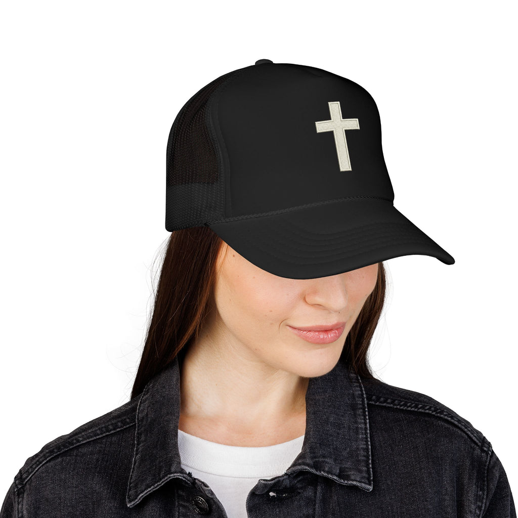 Embroidered Minimalist Cross Trucker Hat