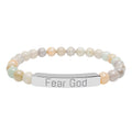 Engraved 'Fear God' Natural Stone Stretch Bracelet