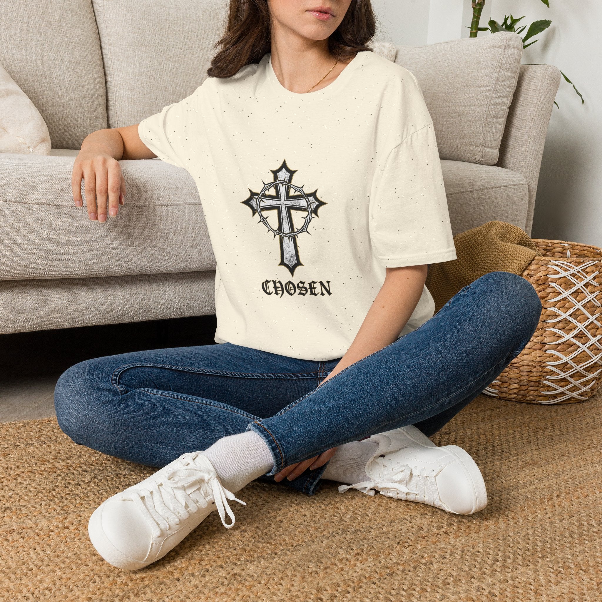 Cross + 'Chosen' T-Shirt — Gothic Faith Graphic Tee