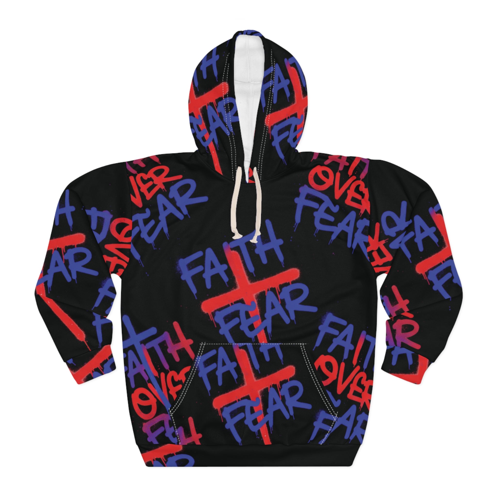 Faith Over Fear Hoodie — Graffiti Cross Pullover