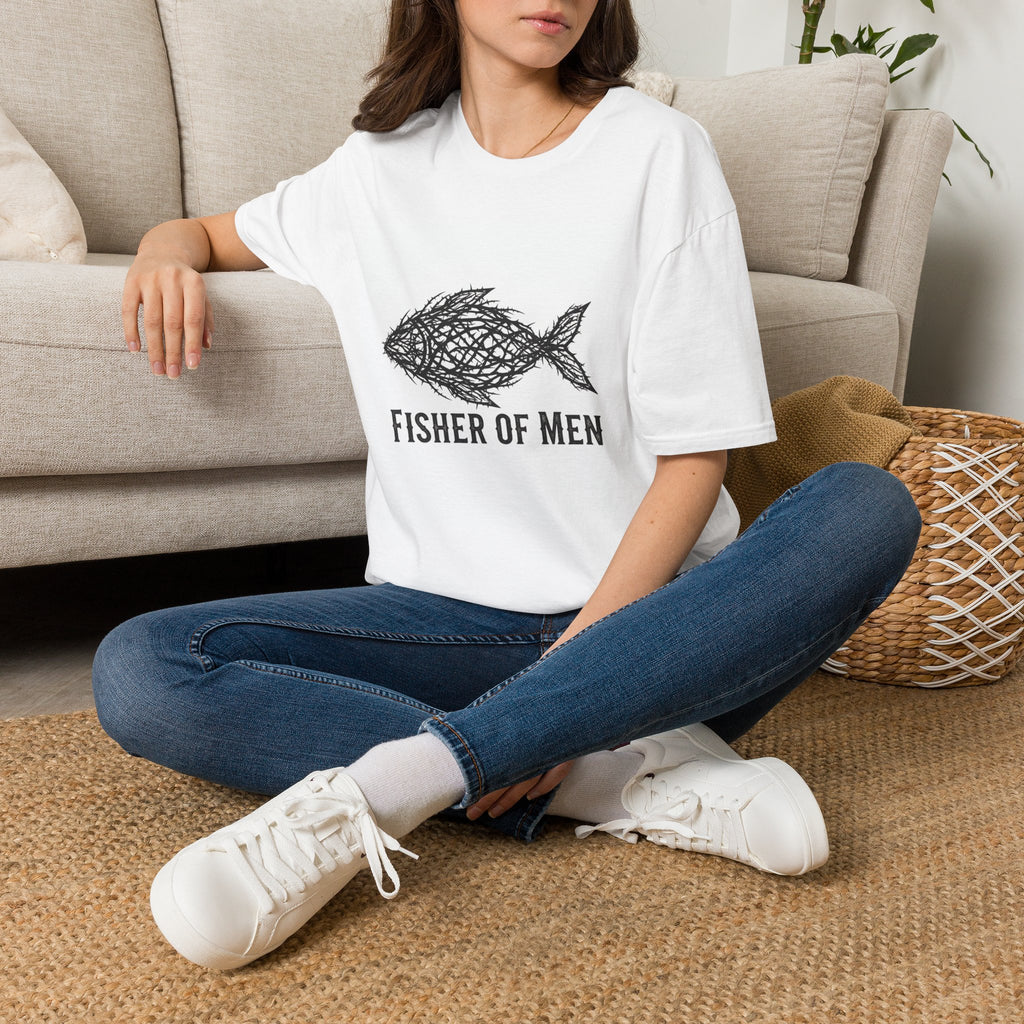 Fisher of Men T-Shirt — Rustic Scribble Fish Christian Tee