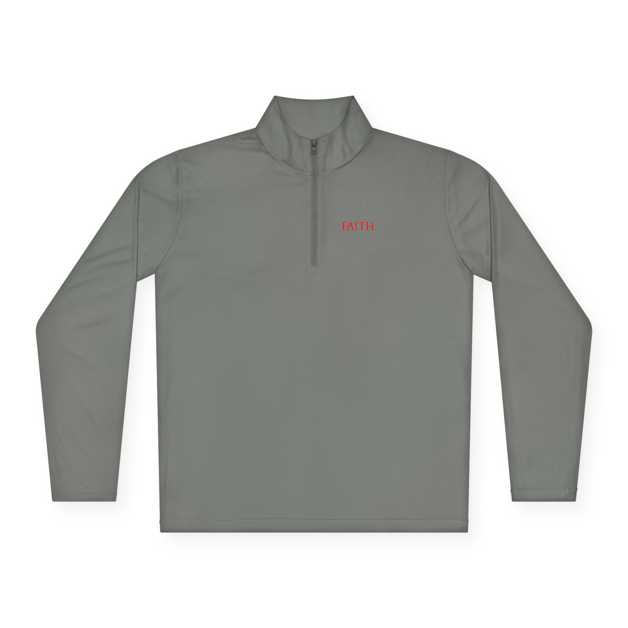 Quarter-Zip Pullover — Minimal "FAITH" Embroidered Casual Pullover