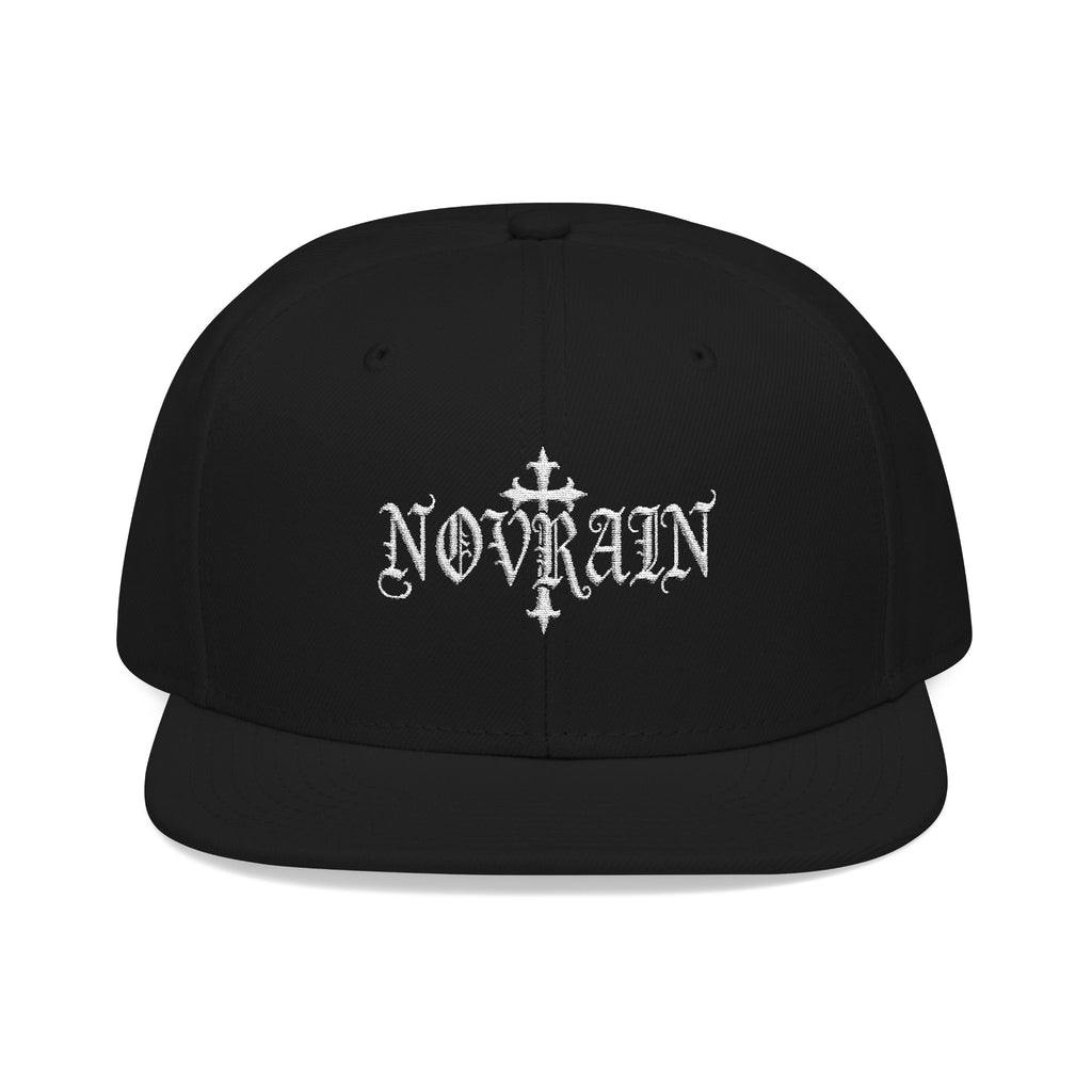 Embroidered 'Novrain' Gothic Cross Design Snapback Hat — Dark Streetwear Cap