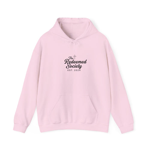 'The Redeemed Society' Hoodie — Christian Faith Pullover ("The Redeemed Society EST 2024")