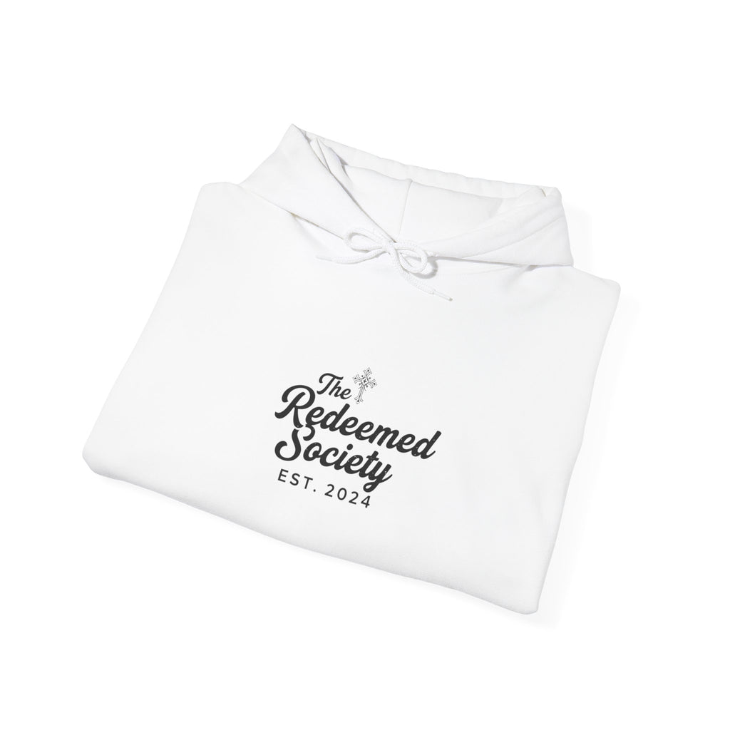'The Redeemed Society' Hoodie — Christian Faith Pullover ("The Redeemed Society EST 2024")