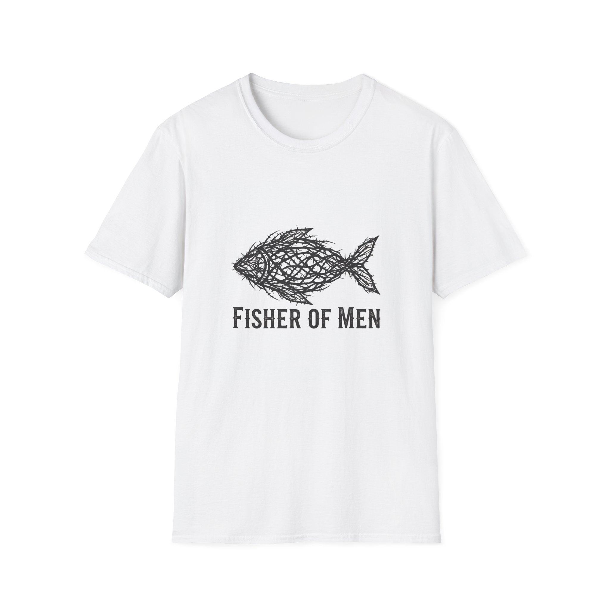 Fisher of Men T-Shirt — Rustic Scribble Fish Christian Tee