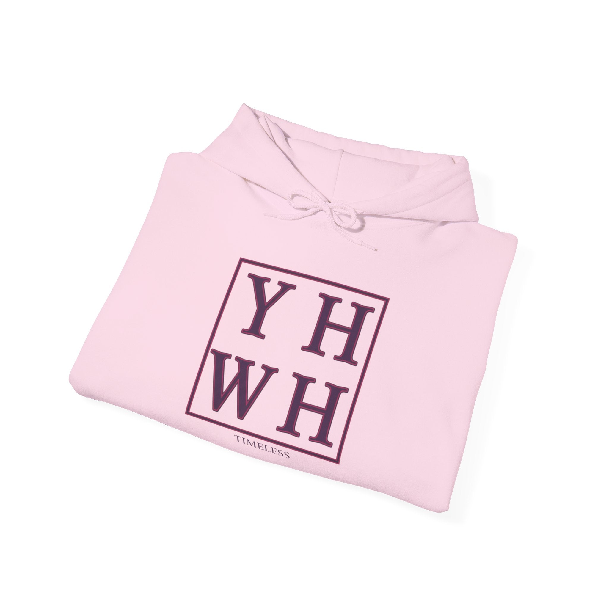 Pink Monogram Box Hoodie — YHWH Minimalist Faith Sweatshirt