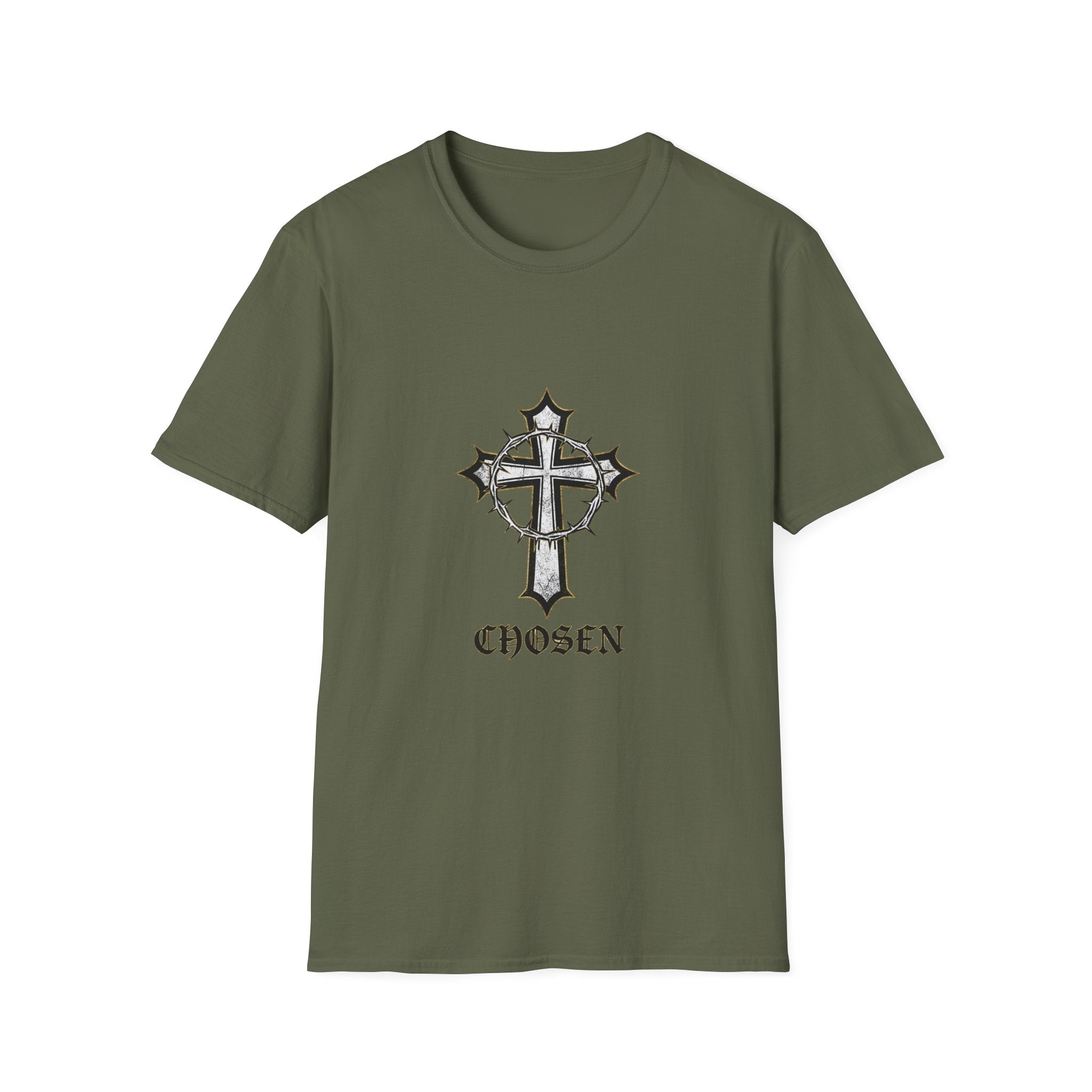 Cross + 'Chosen' T-Shirt — Gothic Faith Graphic Tee