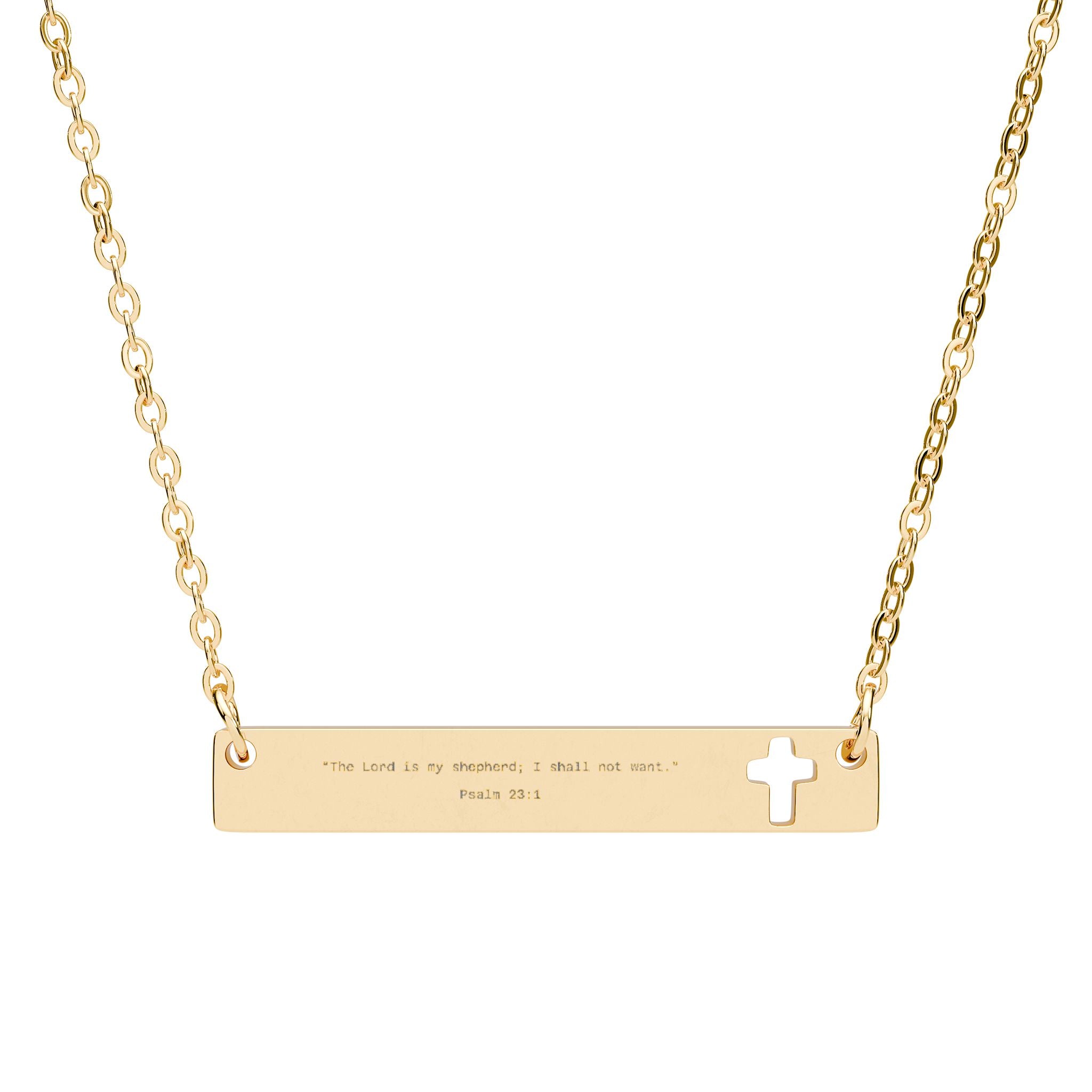 Cutout Cross Bar Necklace -- Psalm 23:1