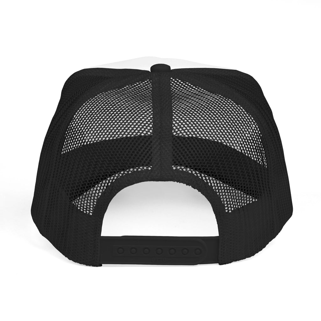 'Saved' Gothic Design Trucker Hat — Gold Gothic Script Foam Mesh Cap