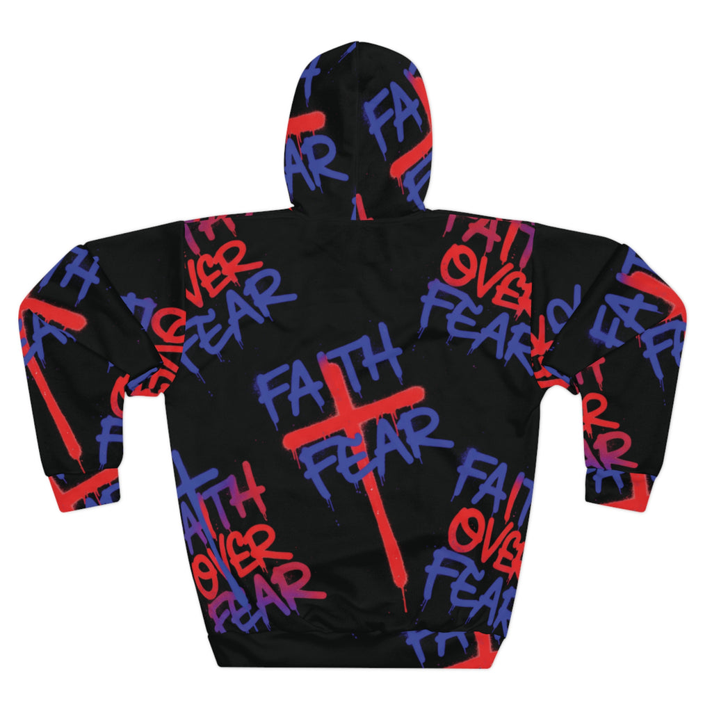 Faith Over Fear Hoodie — Graffiti Cross Pullover