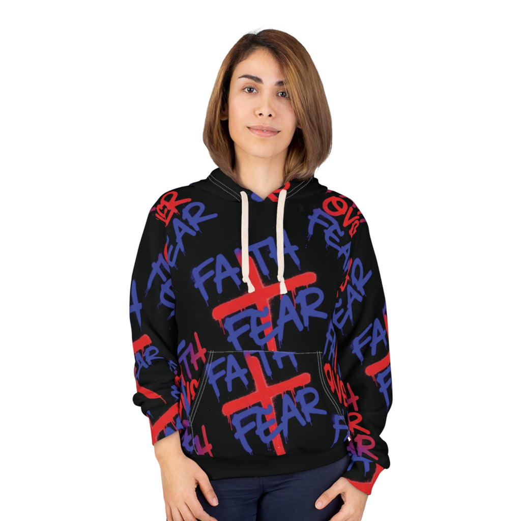 Faith Over Fear Hoodie — Graffiti Cross Pullover