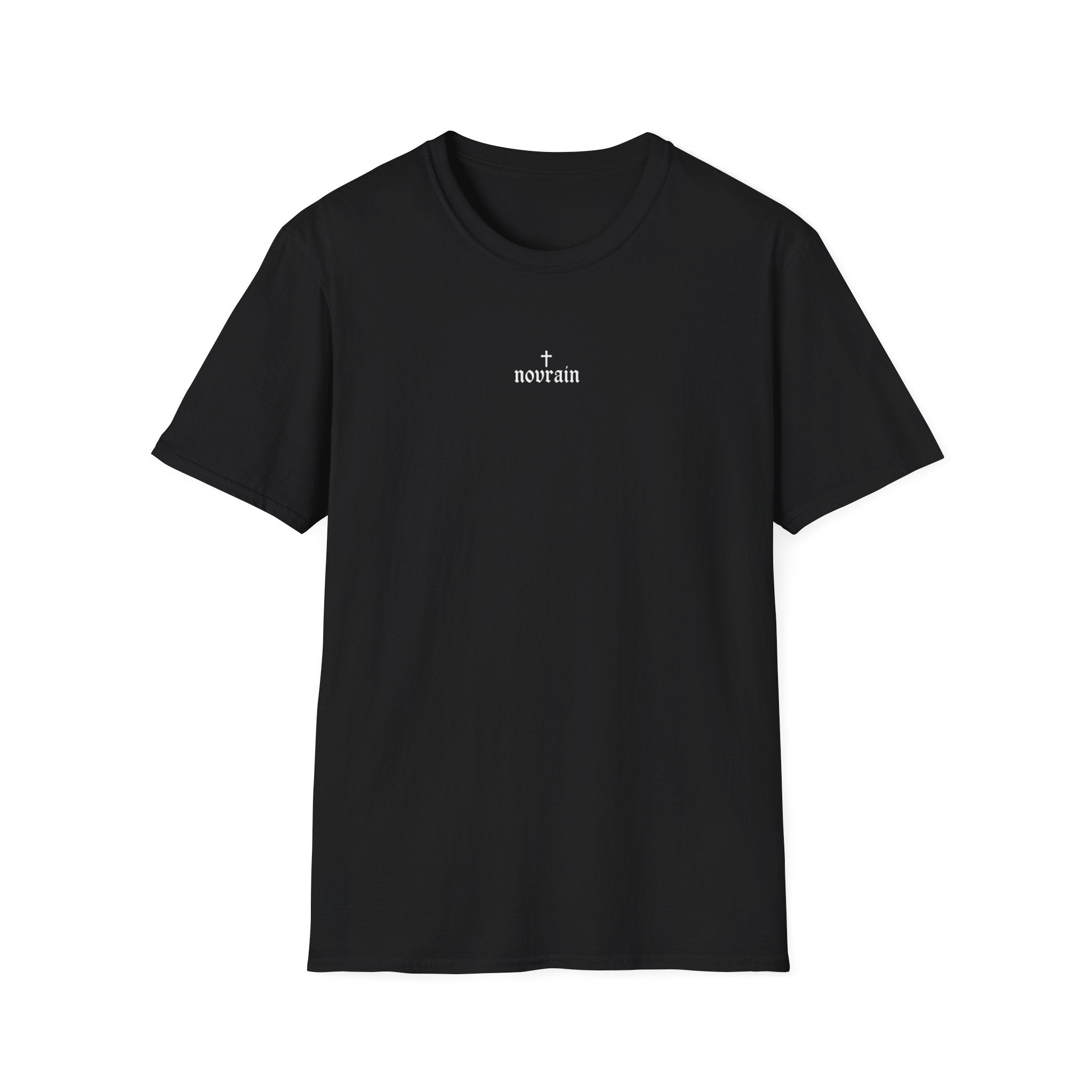 Minimal 'Novrain' Cross Graphic T‑Shirt + Angel Wings back