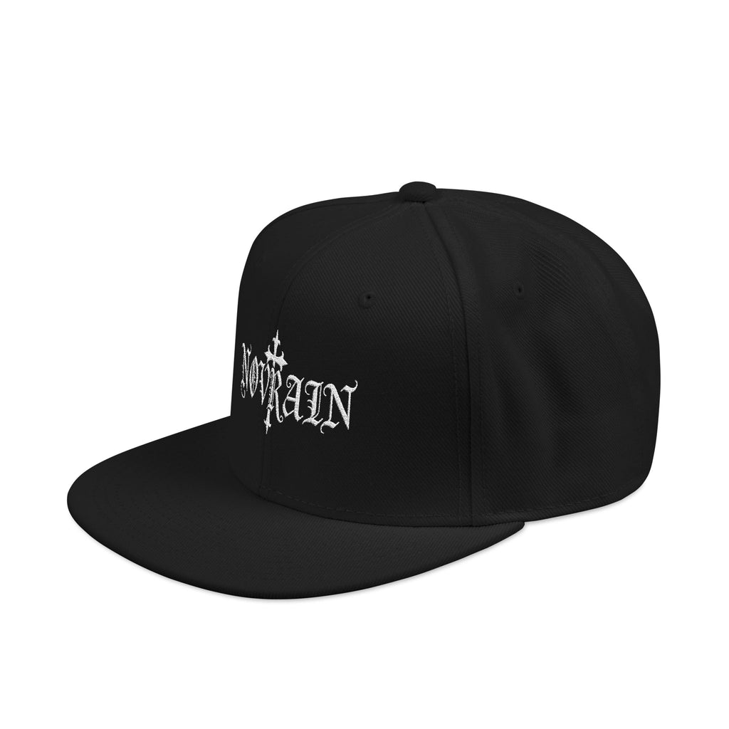 Embroidered 'Novrain' Gothic Cross Design Snapback Hat — Dark Streetwear Cap