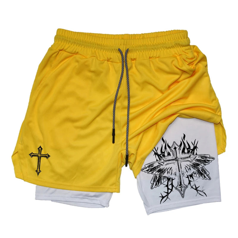 Graphic 2 in 1 Workout Running Shorts
