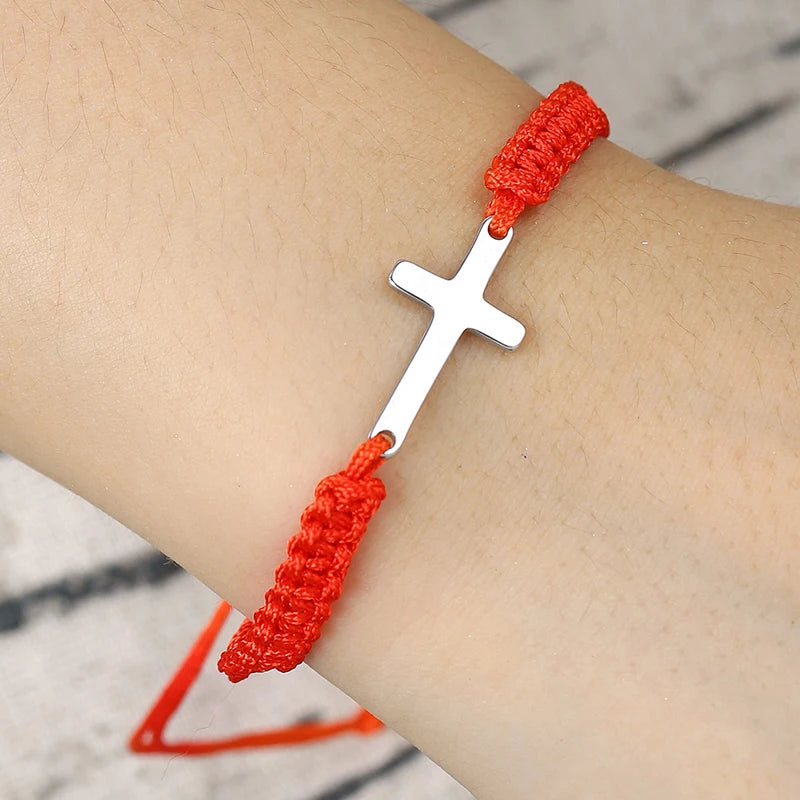 Cross Black White Braided Bracelets