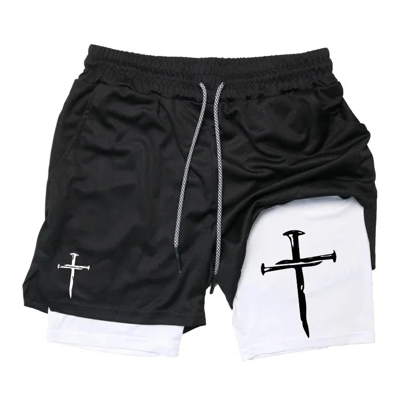 Cross Graphic 2-in-1 Workout Running Shorts