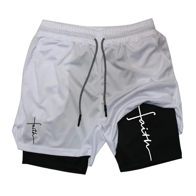 Cross Graphic 2-in-1 Workout Running Shorts
