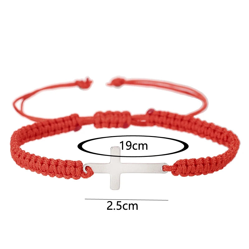 Cross Black White Braided Bracelets