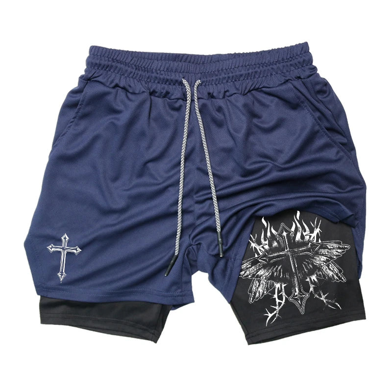 Graphic 2 in 1 Workout Running Shorts