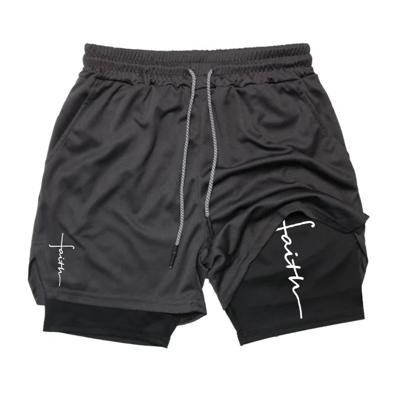 Cross Graphic 2-in-1 Workout Running Shorts