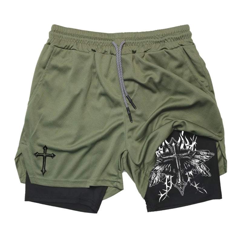Graphic 2 in 1 Workout Running Shorts