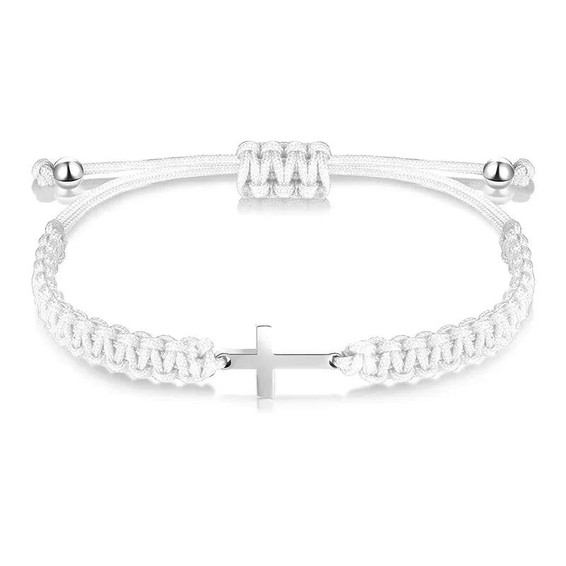 Cross Black White Braided Bracelets