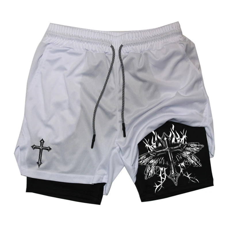 Graphic 2 in 1 Workout Running Shorts