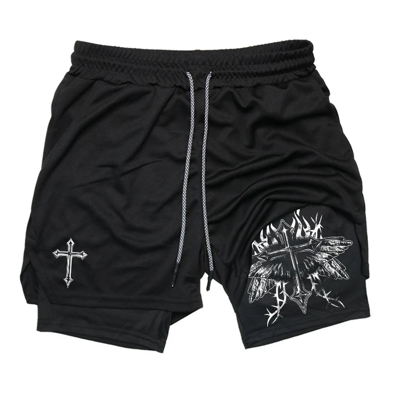 Graphic 2 in 1 Workout Running Shorts