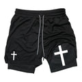 Cross Graphic 2-in-1 Workout Running Shorts