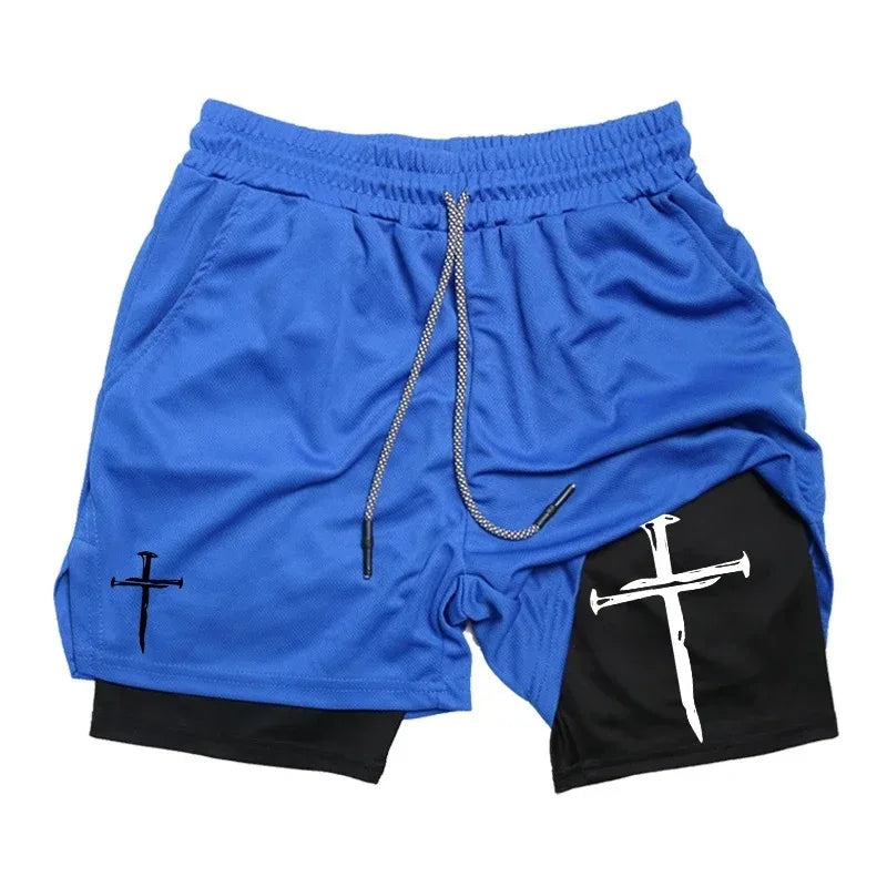 Cross Graphic 2-in-1 Workout Running Shorts